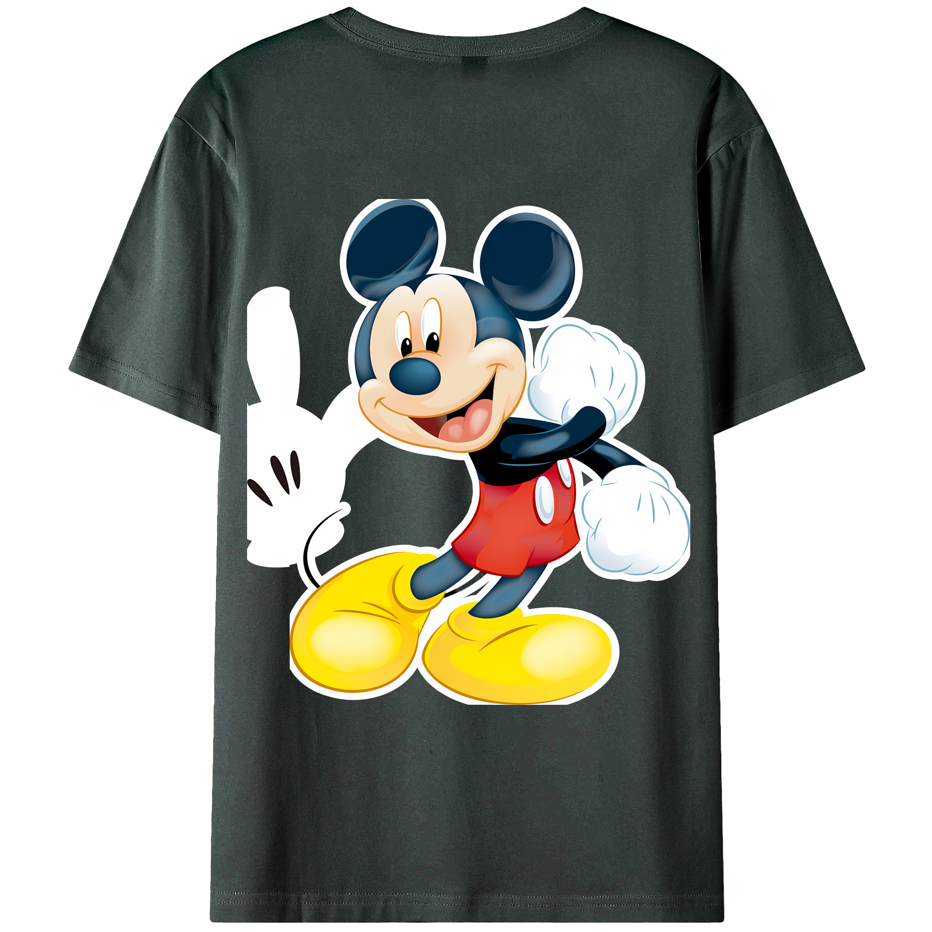 （画像用） ミッキーマウス Mickey Mouse 綿100％ メンズ半袖Tシャツ（バックプリント） 通気性